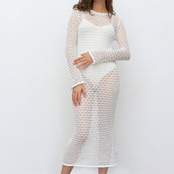 Knitted midi dress with openwork
