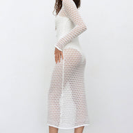 Knitted midi dress with openwork