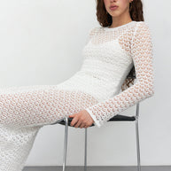 Knitted midi dress with openwork