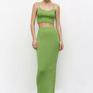 Short knitted top with thin straps