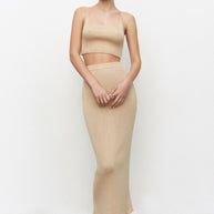 Short knitted top with thin straps