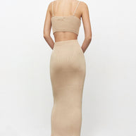 Short knitted top with thin straps