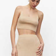 Short knitted top with thin straps