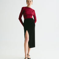 Midi skirt with cut