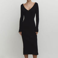 Jersey midi dress with open back