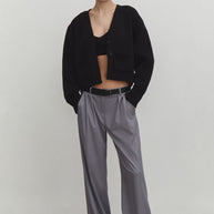 Knitted crop top in black