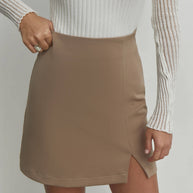 Mini skirt with a slit